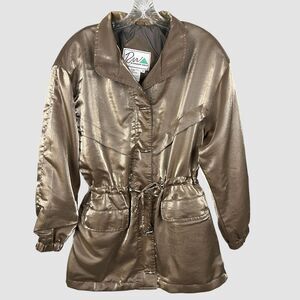 Rainbow West Vintage Metallic Gold Jacket Women’s M Toggle Waist Cincher